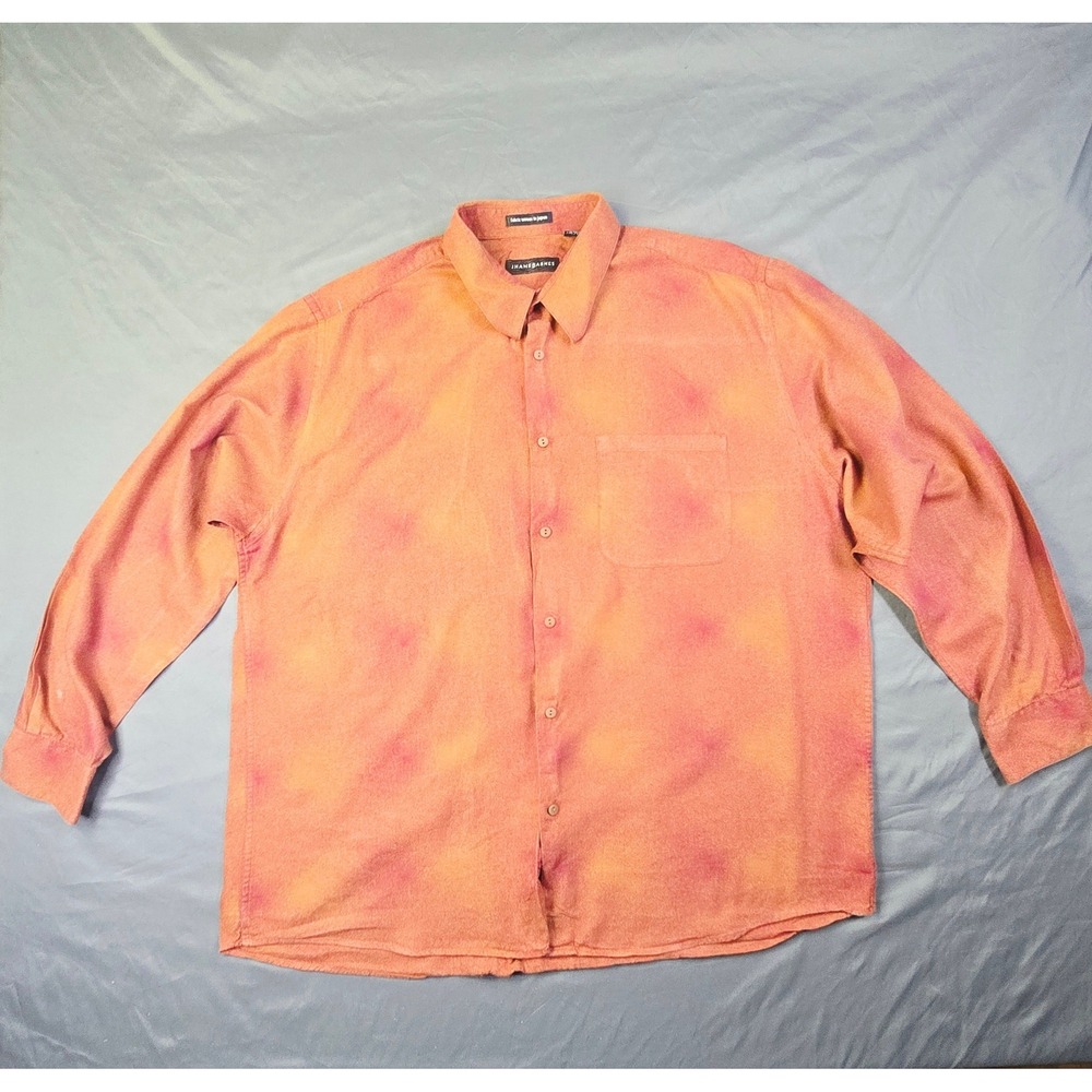 Jhane Barnes Button Down Shirt Men's Size XXL Orange Red Long Sleeve